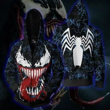 Venom худи Человек-паук толстовки аниме прочный супергерой крутой черный серый Осень Зима Топы Плюс Толстая Толстовка