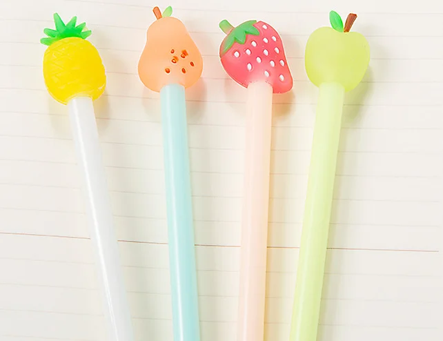 

4pcs Kawaii Fruit Pineapple apple Gel Pen stationery Caneta for kids writing gift School Office Supply Escolar Papelaria