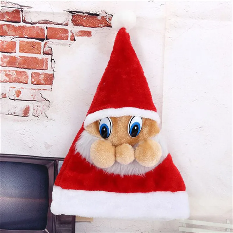 1 шт. 40*28 см Мультфильм рождественские шляпы Санта Клаус шляпа с мультяшным лицом рождественские принадлежности подарок