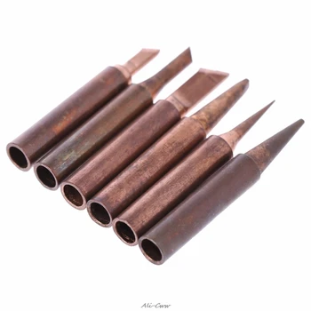 

2018 6 Pcs Copper Soldering Iron Tips 900M-T Lead Free Solder Welding Tools Set For 936/937/938/969/8586/ 852D Soldering Station