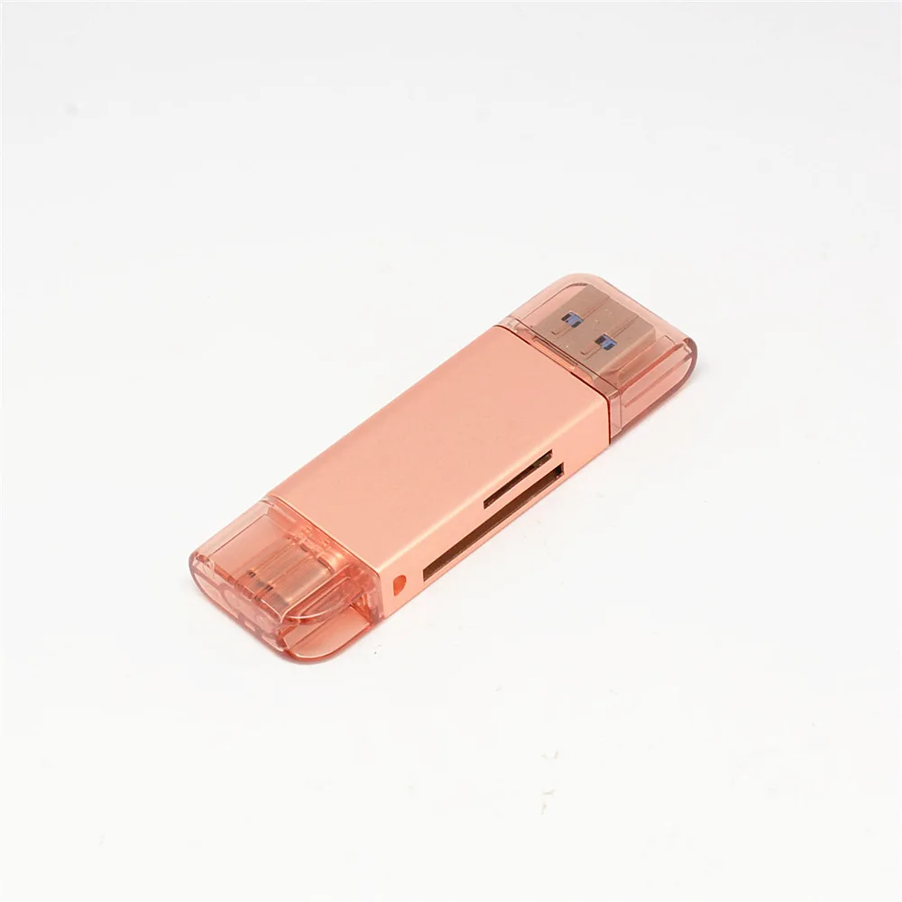 USB 3,0+ type-C+ Micro USB кард-ридер SD TF карта OTG адаптер мобильный телефон USB C кард-ридер для телефона компьютер - Цвет: Rose red