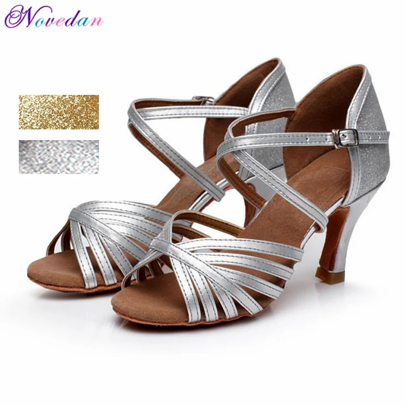 Профессиональная женская танцевальная обувь для сальсы серебристого и золотистого цветов со скидкой; обувь для латиноамериканских