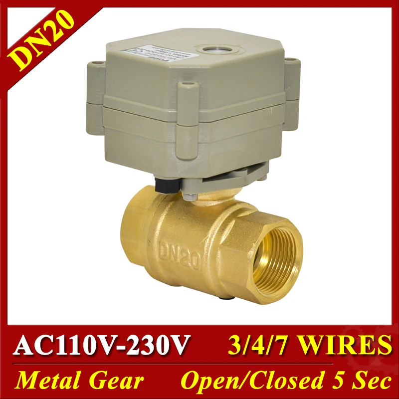 AC110V 230V 3/4/7 Wires Brass 3/4'' Water Electric Valves TF20 B2 C