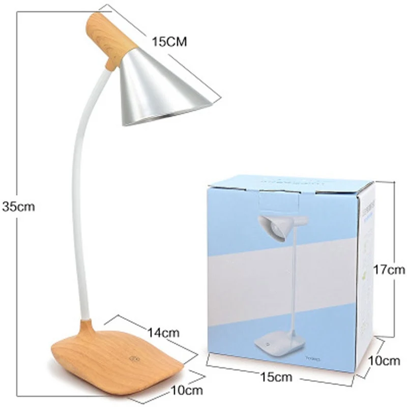 Nordic USB Charging Table Light Wood LED Table Lamp Creative Simple Adjustable Multi-angle Touch Switch Dimmer Reading Led Light (1)