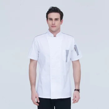 

Summber White Breathable Short-sleeve Chef Jacket Restaurant Hotel Kitchen Cook Suit Man Woman Coat Work Clothes Overalls