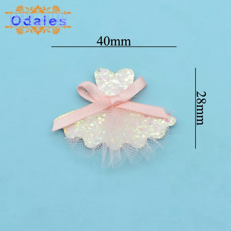 20Pcs Mesh Dress Patch Applique for Girls Hair Accessories DIY Kid Patches for Clothing Craft Sticker Pink Bow Tutu Patch Decor