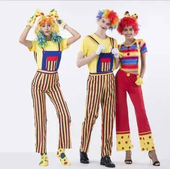 

Umorden Halloween Costumes Adult Funny Circus Clown Costume Naughty Harlequin Uniform Fancy Dress Cosplay Clothing for Men Women