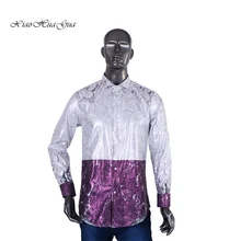 Анкара Формальное Причинно мужские африканских Костюмы Dashiki печати рубашка Топы Базен Riche с длинным рукавом Дата Повседневное Свадебные SHAIRTS WYN480