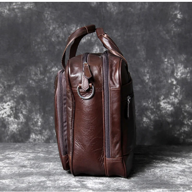 Männlichen Crossbody Handgemachte tasche Schulter Casual Bjyl Kopf Laptop Business Retro Leder Tasche Coffee Rindsleder nFYBA6TWq
