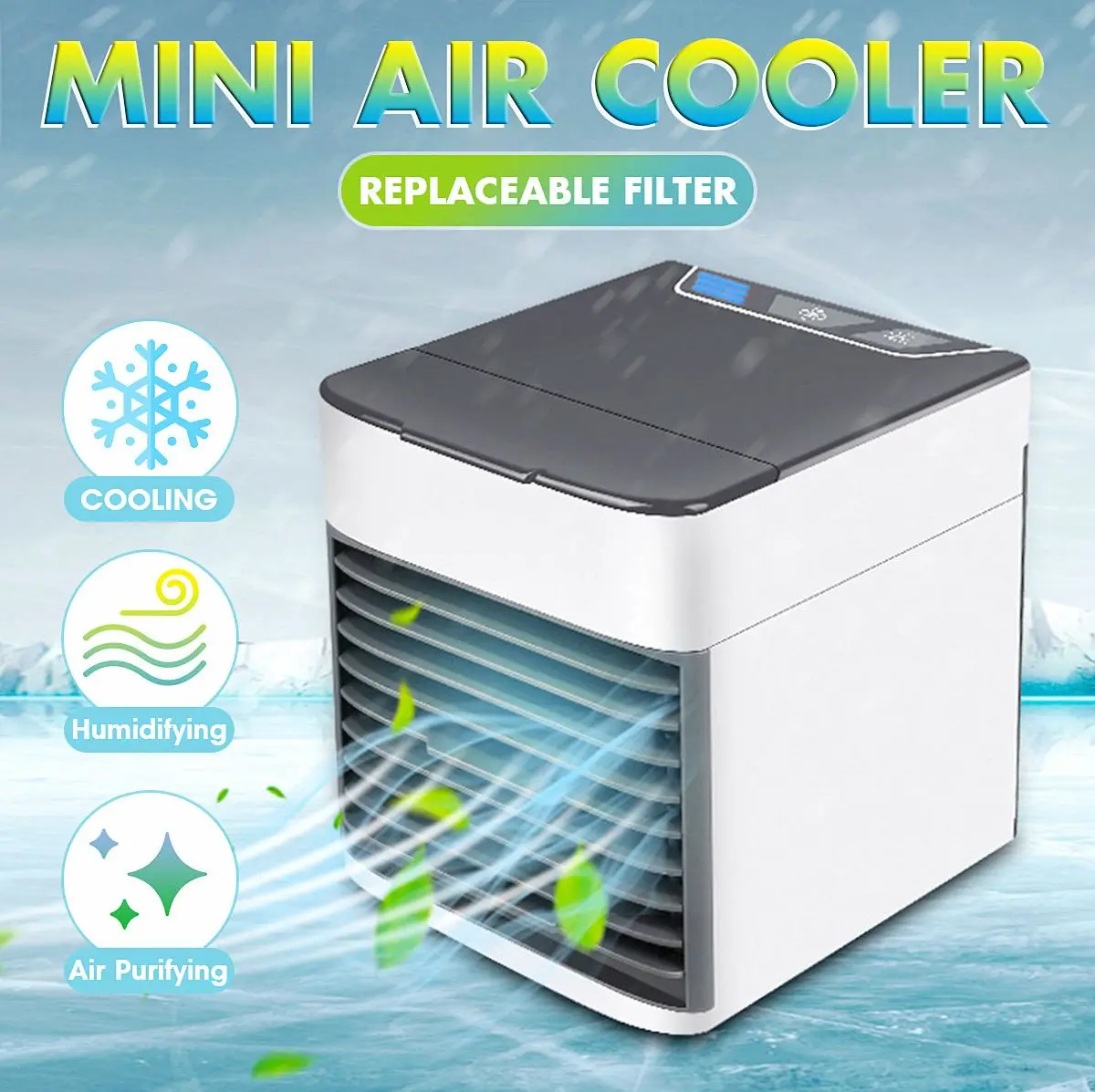 

Mini Portable Convenient Air Conditioner Air Cooler Humidifier Purifies USB Air Cooling Fan Mini Cooler For Home Office New