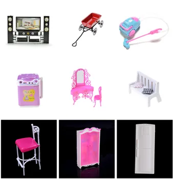 

1x Mini Washing Machine Fridge Fan Bed for Barbie Doll Accessories Kelly Pretend Toys for Girls Doll Toy Accessories Play House