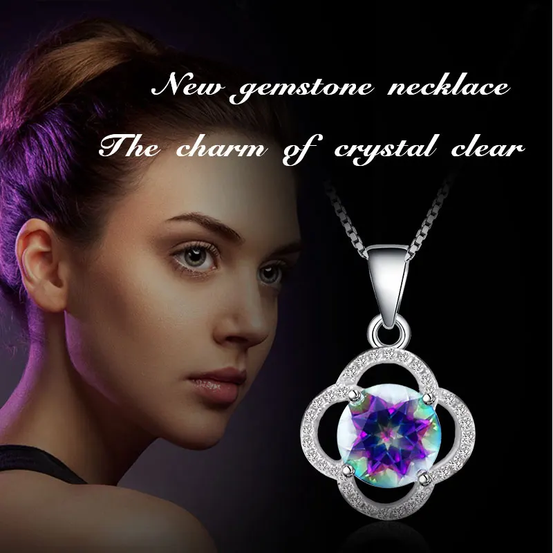 Женское ожерелье из серебра 925 пробы с подвеской в виде топаза|fine jewelry|gifts for womengifts