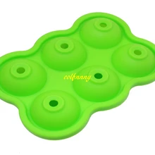 200 шт./лот Быстрая Новые 6 отверстий Ice Cube Бал пить вино силиконовые ice ball плесень 6 Ice Мячи плесень случайный цвет