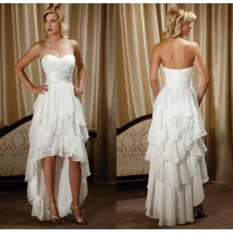 New Arrival Short Front Long Back Sweetheart Chiffon High Low