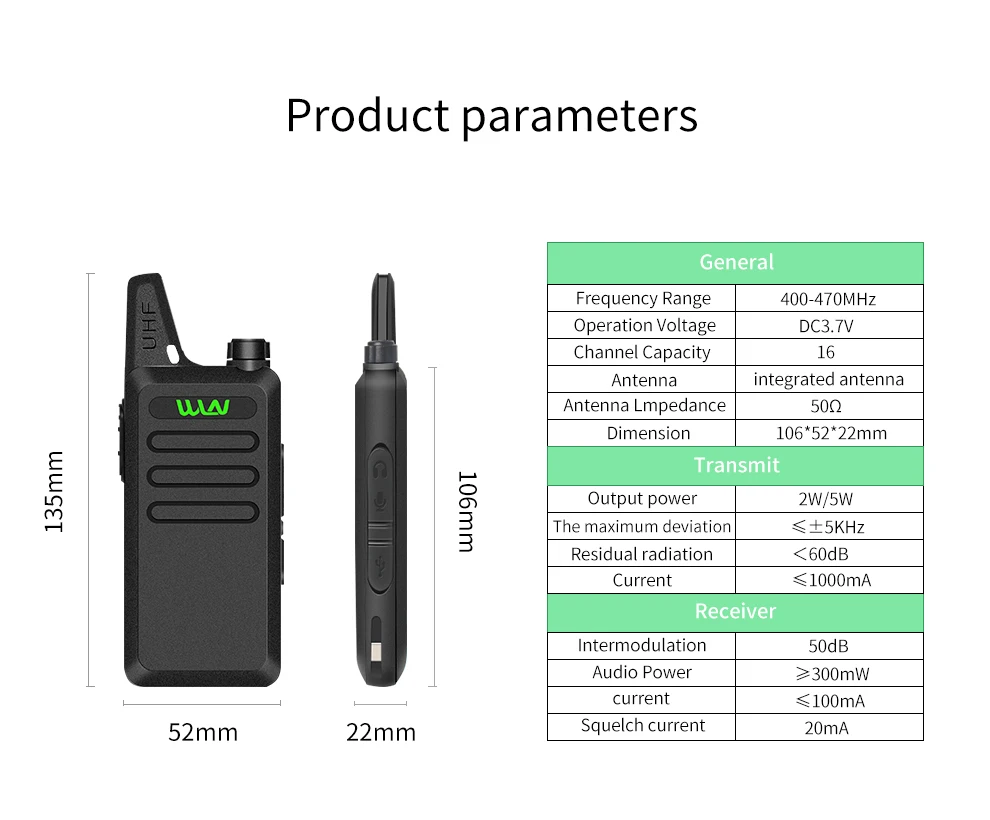 2 шт. WLN KD-C1 рация UHF 400-470 МГц мини портативное радио двухстороннее радио FM приемопередатчик охотничий маленький радиоприемник KDC1