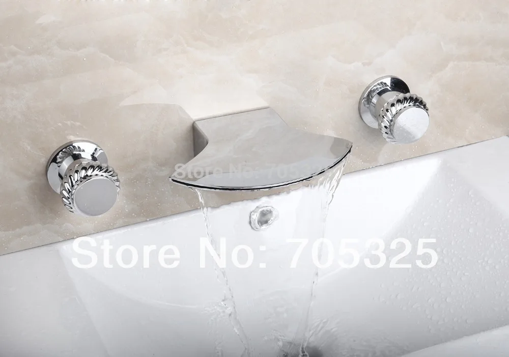

Wide Spout Ceramic Deck Mounted 3PCS Bathtub Double Handles Chrome Polish Bathroom Basin & Sink Mixer Tap Faucet L-1267