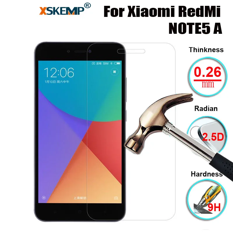 Защитное закаленное стекло XSKEMP 0 26 мм для Xiaomi RedMi NOTE5 твердость 9H Противоударная