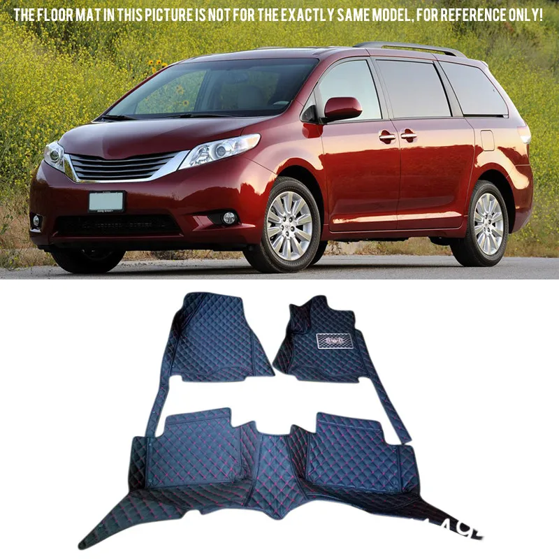 Leather Car Styling Front & Rear Car Floor Mats For Toyota Sienna XL30 2011 2016 (the 2rd rows