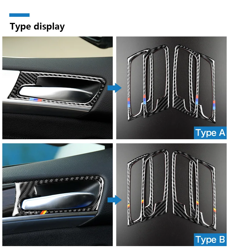 Carbon Fiber Car Interior Door Handle Cover Stickers Decoration Mouldings for BMW E70 X5 E71 X6 2008-2014 Accessories (2)