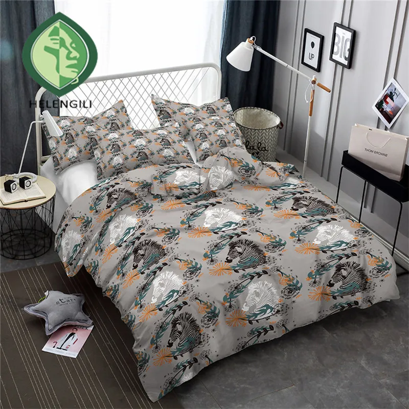 Helengili 3d Bedding Set Zebra Print Duvet Cover Set Lifelike