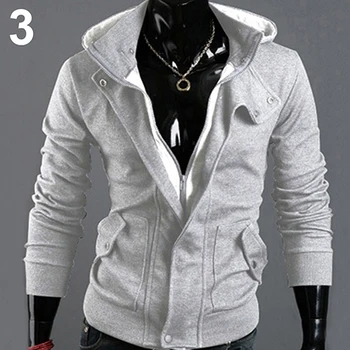 

Men Fashion Casual Long Sleeve Slim Zipper Cardigan Hooded Hoodie Jacket Coat
