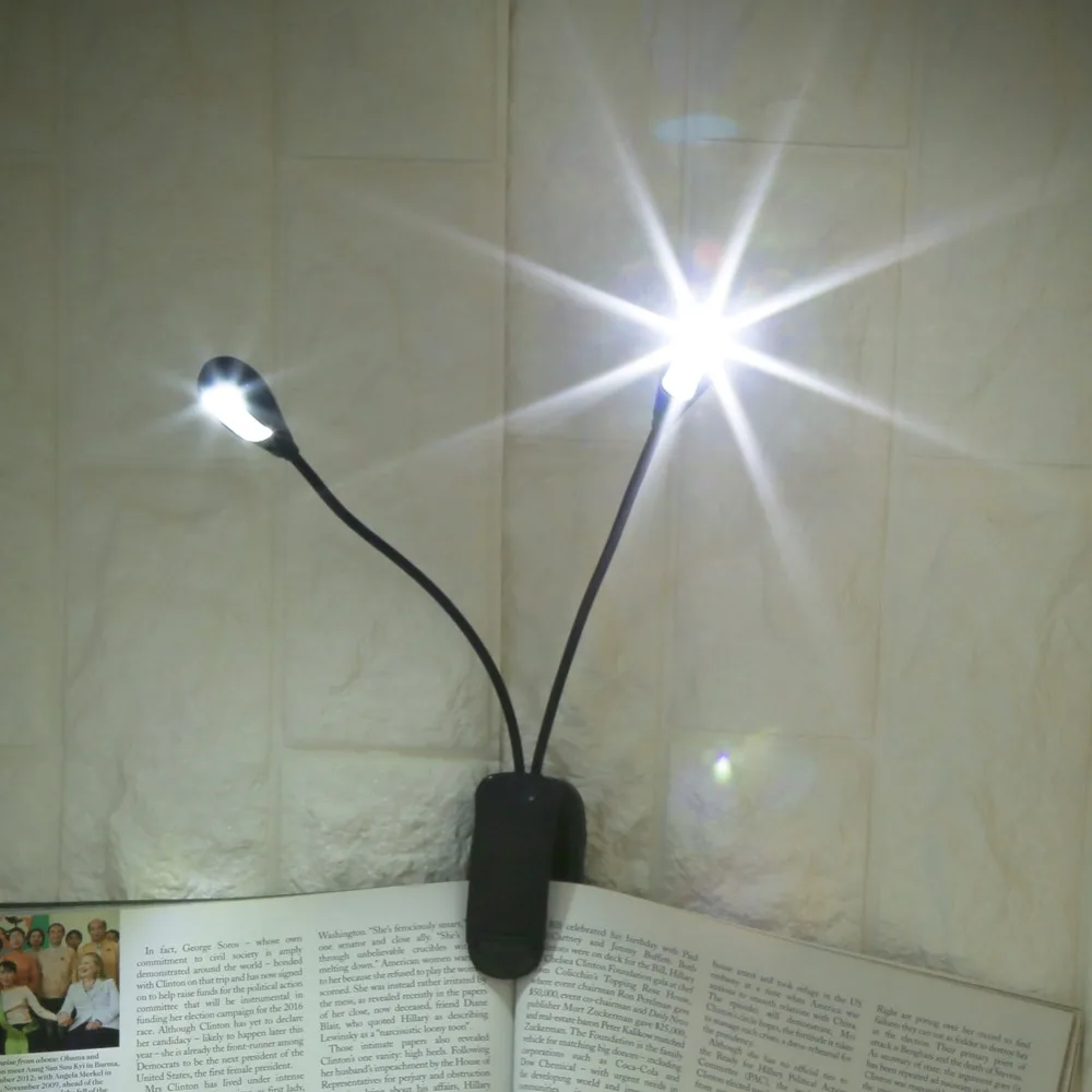 

Flexible Table Lamp 2 Dual Arms Clip On Desk Lamp 4 LED Light for Book Reading Tablet Lamp Light