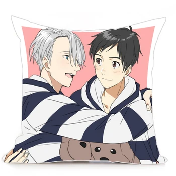 

Sale! Oct. Home Textile Yuri On Ice Anime Victor Nikiforov & Yuri Katsuki 60*60CM Polyester Double Sided Square Pillow Case