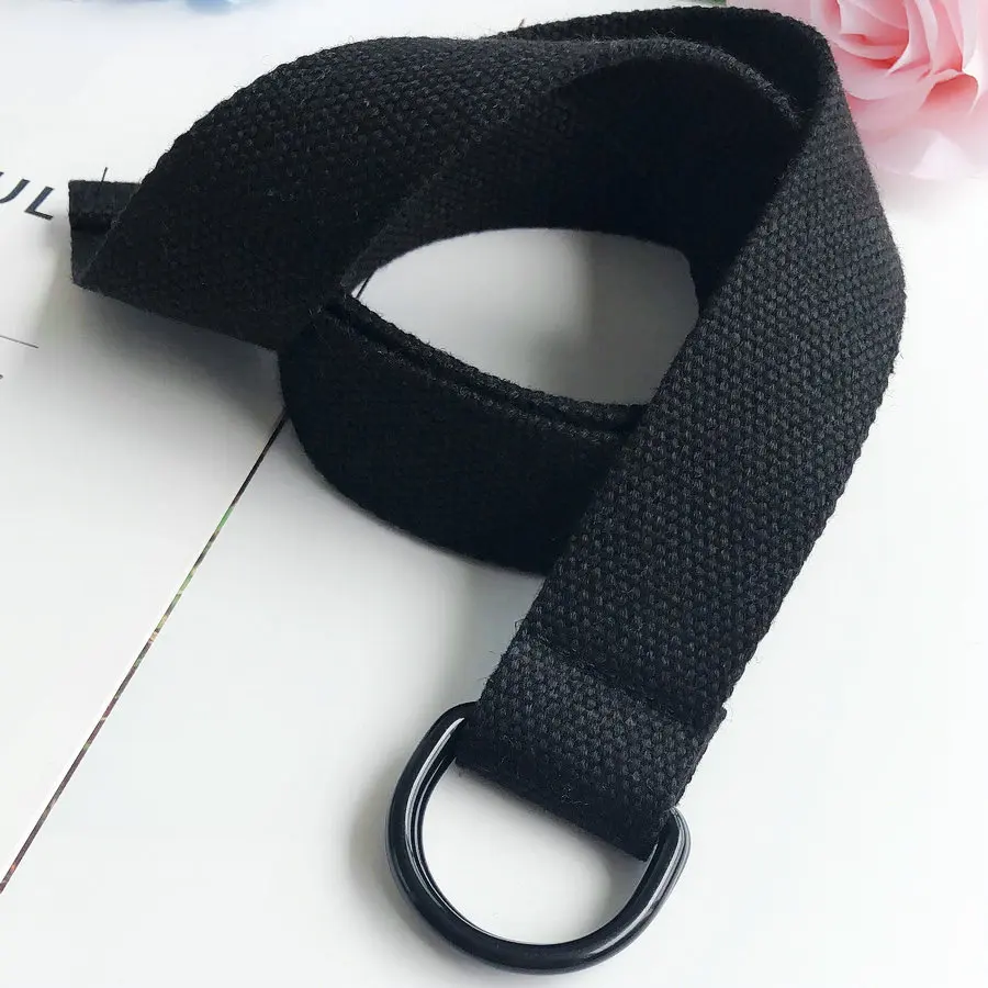 Canvas Belt Women's Simple Versatile Ins Jeans with Double Ring Buckle Straps with Shirt Dress Girdle Casual Wild Good Quality