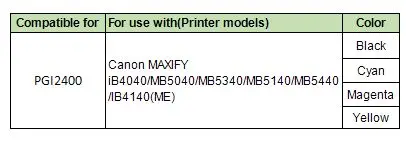 YOTAT Полный Пигментные чернила PGI-2400XL многоразового картриджа PGI-2400 для Canon MAXIFY MB5040 MB5340 iB4040 MB5140 MB5440 IB4140