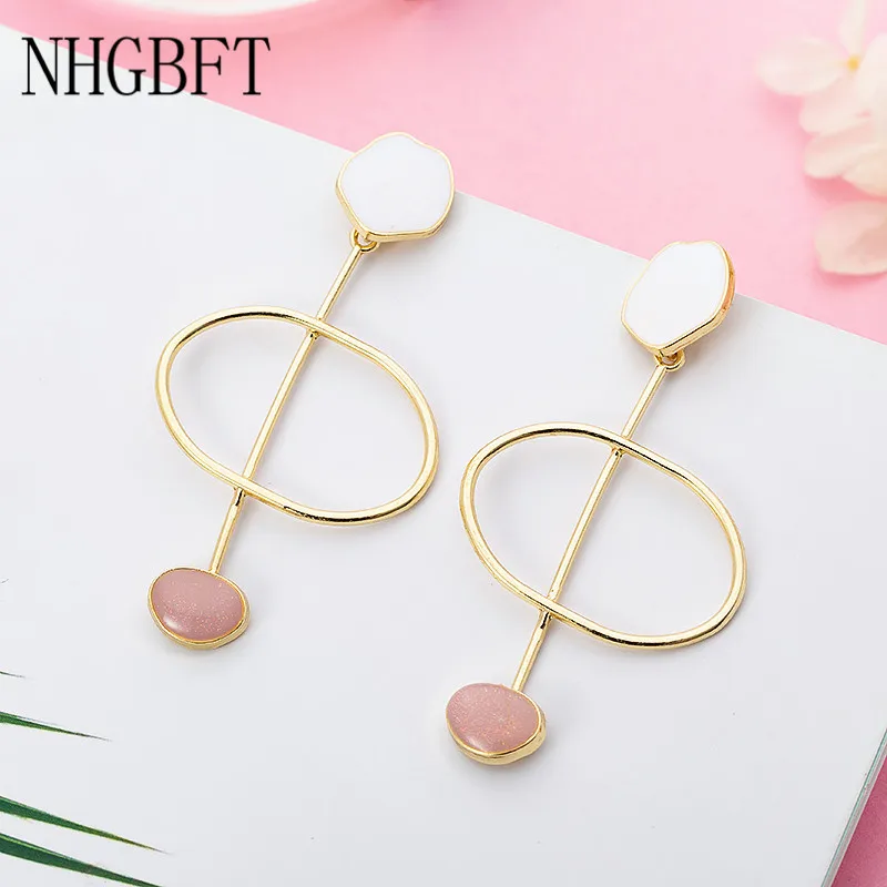 

NHGBFT New Geometric Long section Drop Earrings For Women hollow-carved design Dangle Earring Female Jewelry DropShipping