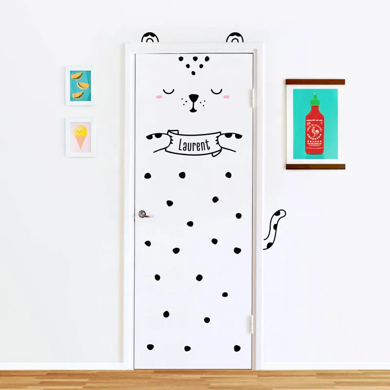 Personalized Door Decal Luca the Leopard Custom Wall decal for doors