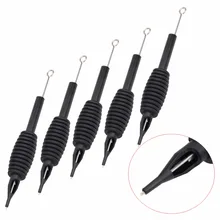 20 шт 7RS трубка рукоятки машинки для татуировок+ игла с наконечником Ассорти одноразовый инструмент татуировки мягкий силиконовый резиновый комплект индивидуальная упаковка-черный