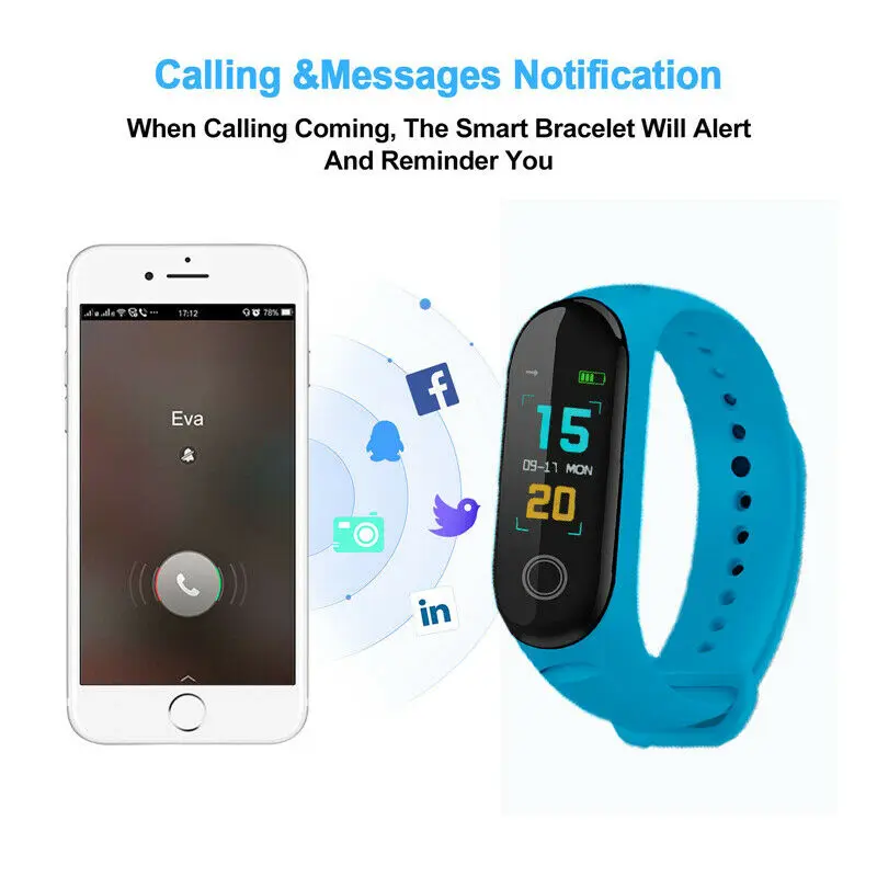 2019 Waterproof Bluetooth Smart Watch Fitness Tracker Sport Pedometer for Android iOS