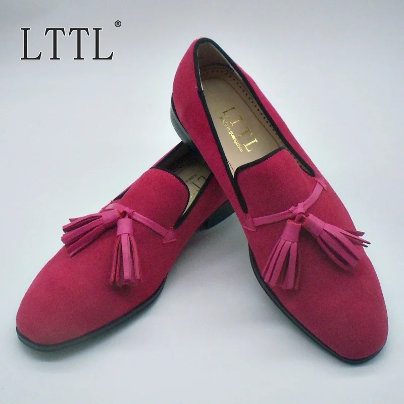 LTTL Pink Cow Suede Men Dress Shoes 