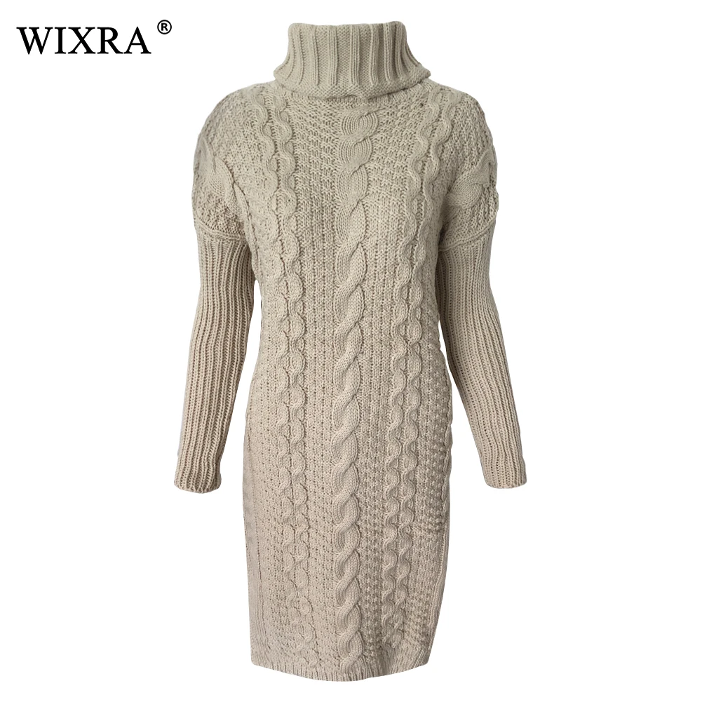 Wixra 2018 модное женское платье Весна Осень Зима Платья свитера с длинным рукавом