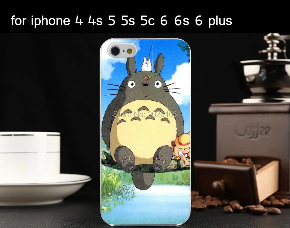 Прекрасный анимация тоторо стиль жесткий прозрачный стелс чехол для iPhone 4 4S 5 5S 5c 6