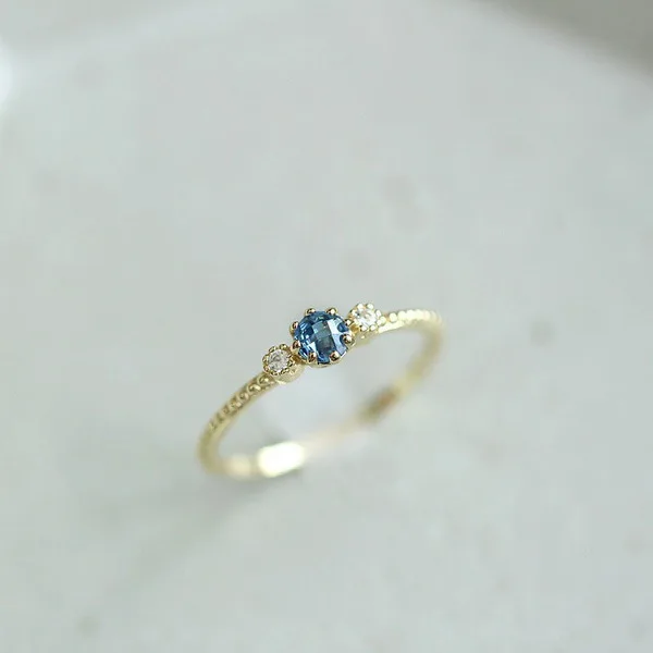 Blue Cubic Zircon Thin Rings for Woman Rose Gold Color/Gold Color/silvery Charm Female Party Finger Jewelry | Украшения и