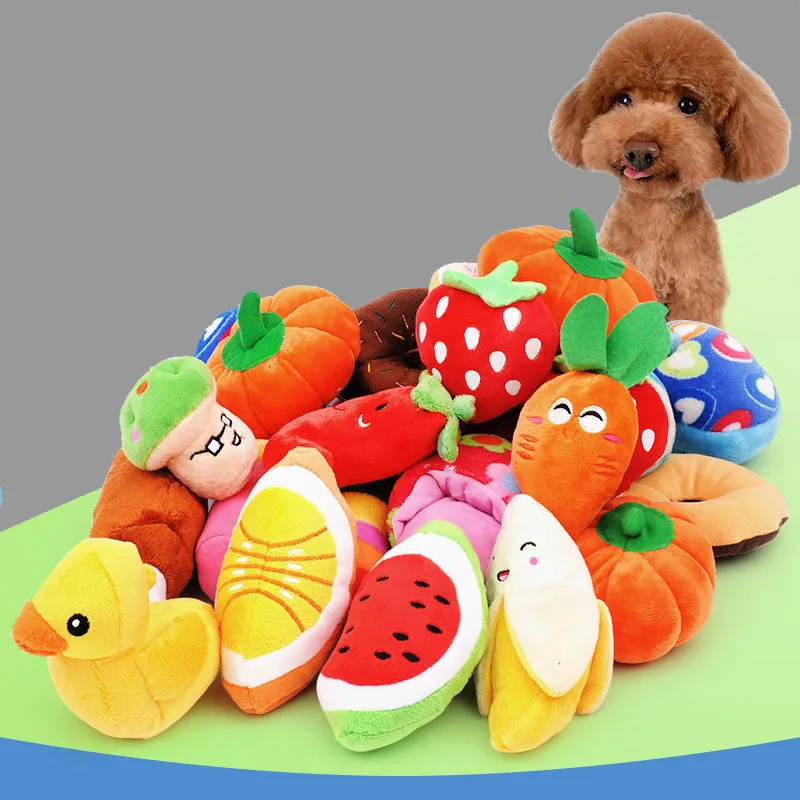 2pcs Cute Vegetables and Fruit Pet Dog Cat Sound Squeakers Squeaky Toys