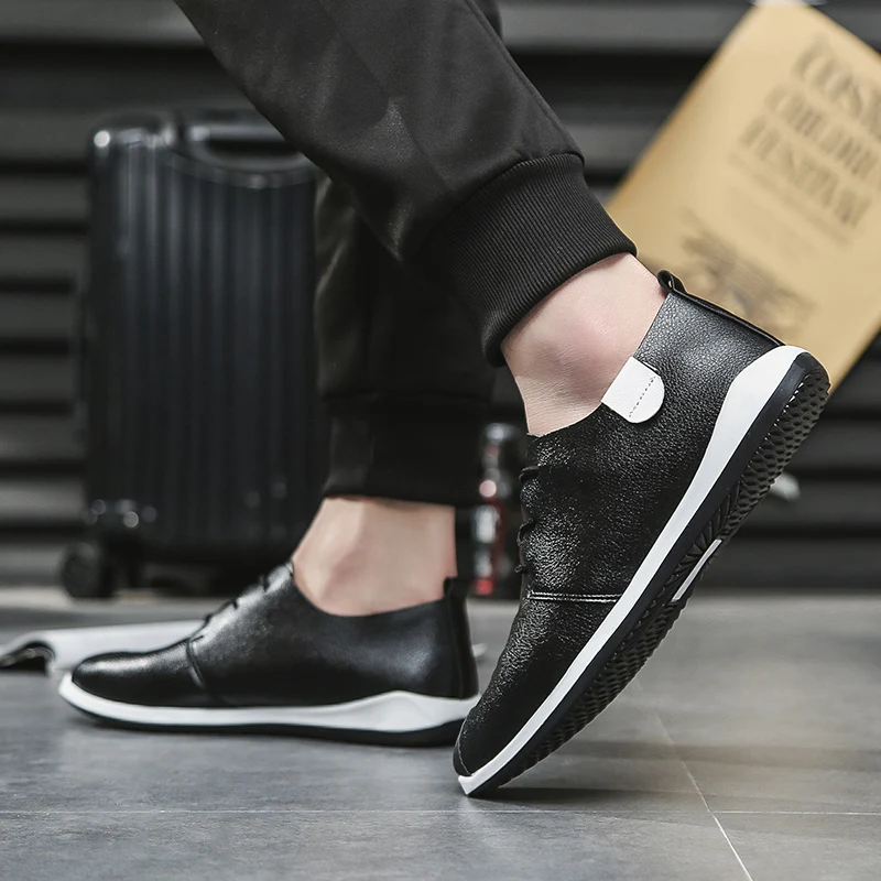 064 Xx Planos 2018 De Cuero Los resistencia Primavera naranja Genuino Nuevo Antideslizantes blanco Zapatos Negro Encaje Ropa Moda Casuales Hombres Ectic 4Txzaqcwad