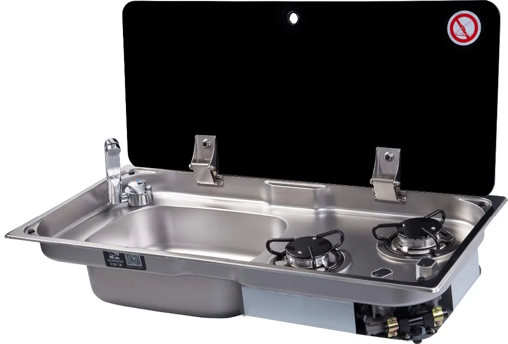 Boat Caravan RV Camper 2 Burner LPG Gas Stove Hob and Sink Comb With