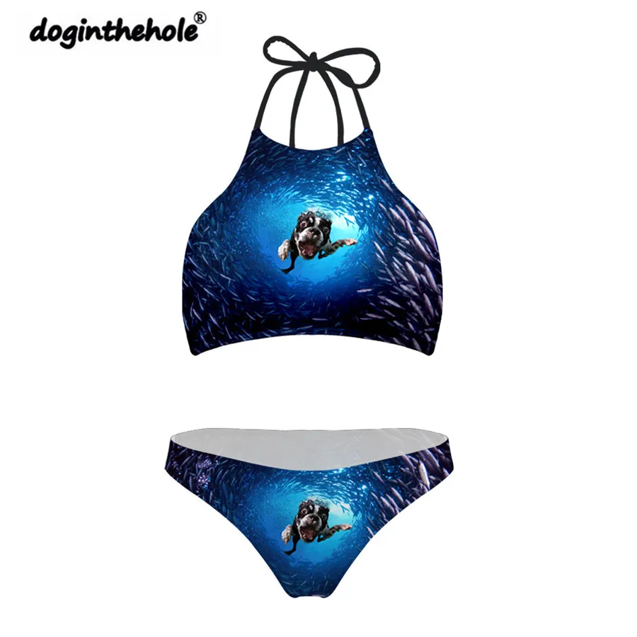 C0303BP Doginthehole купальники для женщин с животным 3D принтом купальник бикини набор морской жизни пляжная плавающая Акула полярный медведь купальник бикини - Цвет: C0303BP