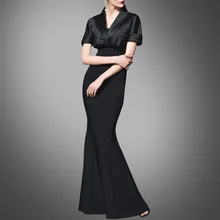Новая мода Тонкий длинное платье и короткими рукавами два высокая-конец пользовательские платье