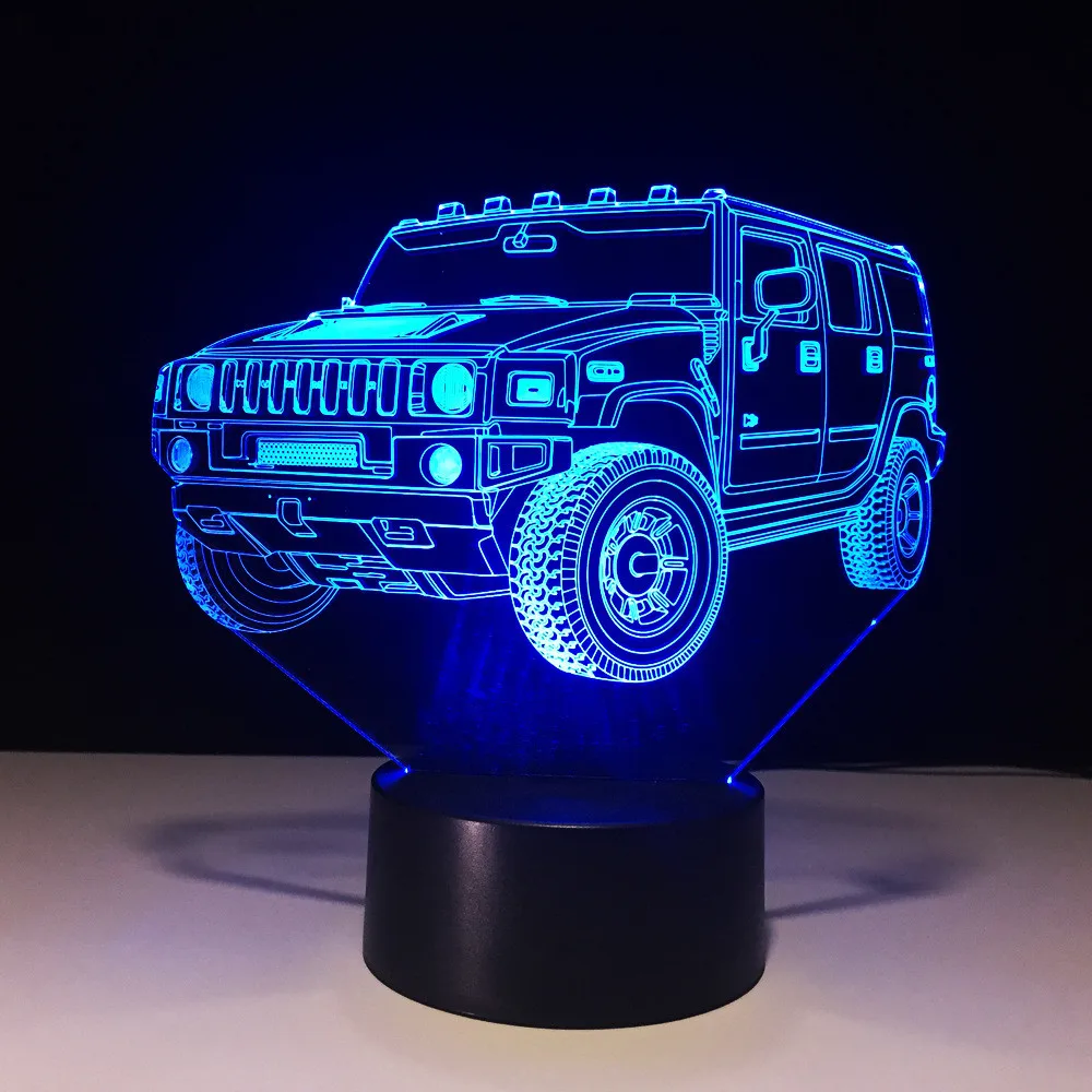 Новинка Красочные визуальные USB 3D автомобиля Форма лампа Спальня офисной обстановкой стол настольные лампы Lampara спальный Ночные