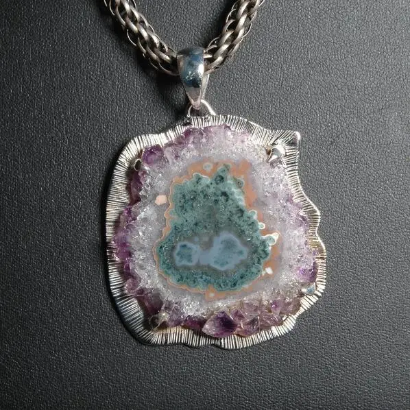 

Handmade Nepalese 925 Silver Pendant Necklace Tibetan 925 Sterling Purple Pendant Bohemia Women Pendant Necklace