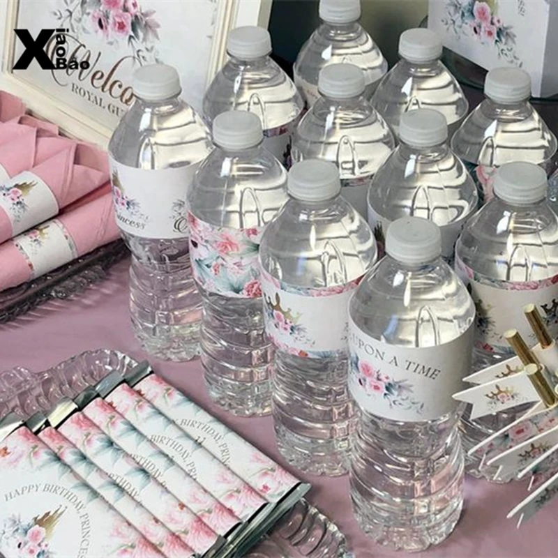 

6Pcs Geometric Shape Wedding Bottle Water Labels Wrappers Sticker Flamingo Gold Invitation Card Party Decoration Supplies Custom