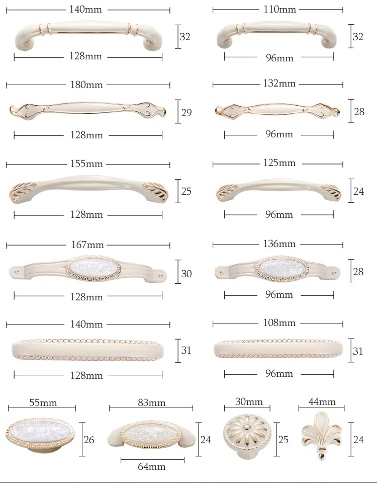 Дверные ручки и ручки цвета слоновой кости для кухонного шкафа, мебельные ручки из цинкового сплава