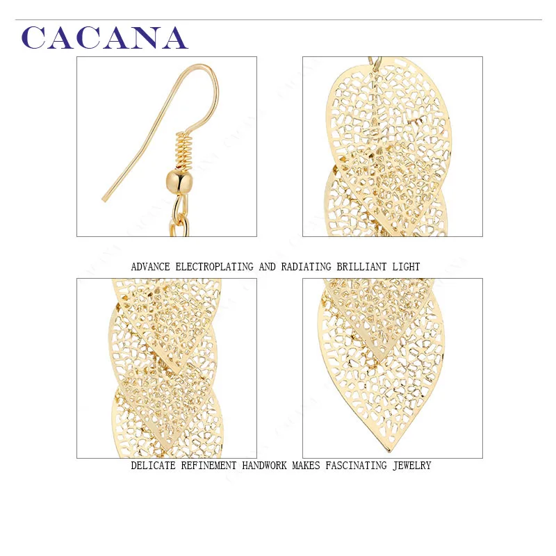 CACANA Dangle Long Earrings For Women Peach Heart Leaves Fashion Bijouterie Hot Sale No.A303 A304