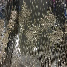 Приятные глазу Черные Сетчатые золотистые блестящие чистая кружевной ткани H-1931 наклеенного блеск Тюлевая ткань для праздничное платье