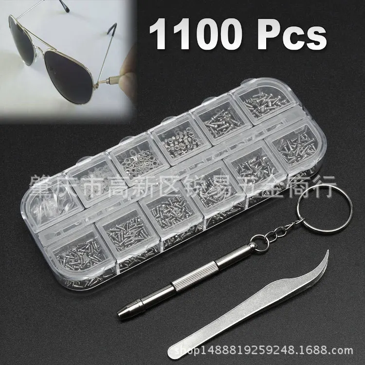 

1100pcs glasses set watch Sunglasses repair stainless steel screw nut tweezers screwdriver