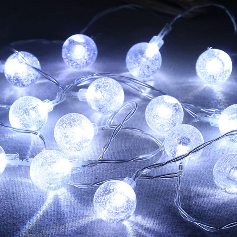 2,5 см хрустальный шар батарея светодиодная гирлянда гирлянды 2 м 3 м 4 м 5 м 10 м для рождественской елки Сад вечерние украшения сказочная лампа